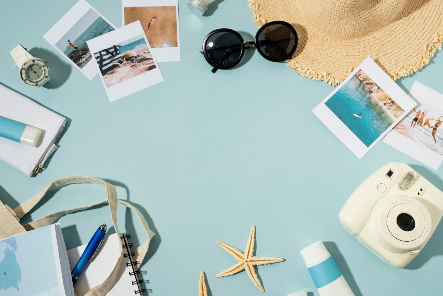 Beach flat lay